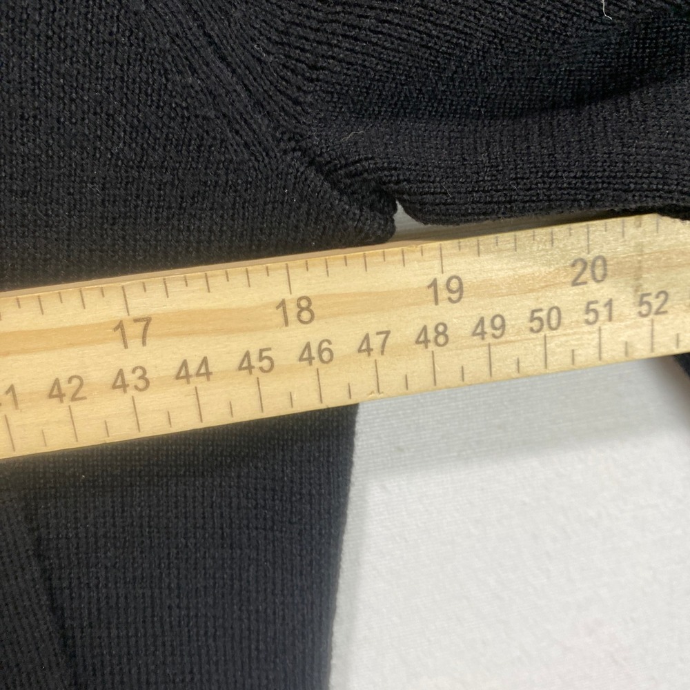 Casual Corner Black Merino Wool Sweater Knit Shawl Collar Tie Size L - Picture 8 of 9